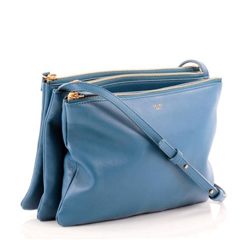 celine slate blue trio|CELINE Lambskin Large Trio Crossbody Bag Slate.